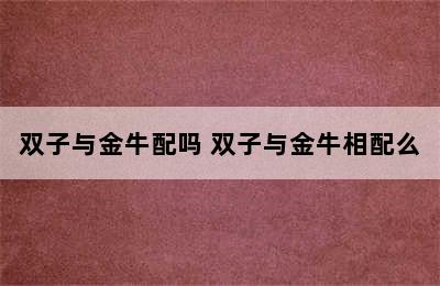 双子与金牛配吗 双子与金牛相配么